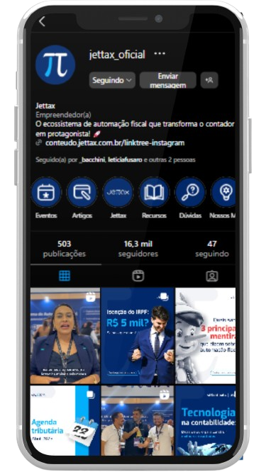 Fiscal News falando sobre o Instagram da Jettax