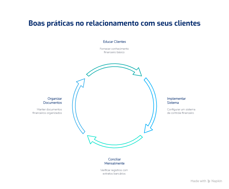 Diagrama sobre controle financeiro no relacionamento com clientes