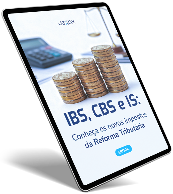 Celular com tela sobre IBS, CBS e IS para reforma tributária