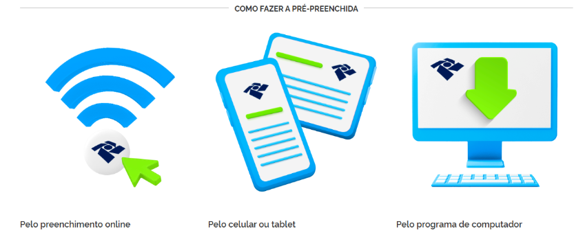 Como fazer declaração pré-preenchida do IR 2026: online, celular/tablet ou programa de computador.