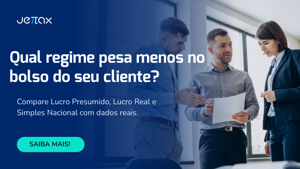 Banner do blog Jettax sobre Lucro Presumido e Lucro Real: comparativo de regimes tributários para apuração de IRPJ e CSLL.
