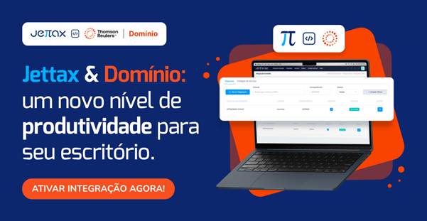 Banner Jettax e Domínio - botão de como ativar a integração.